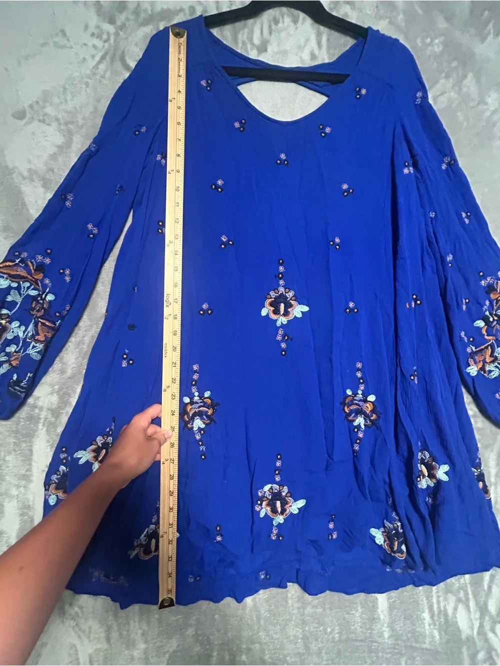 Free People Oxford Embroidered Swing Mini Dress Women’s Medium Blue